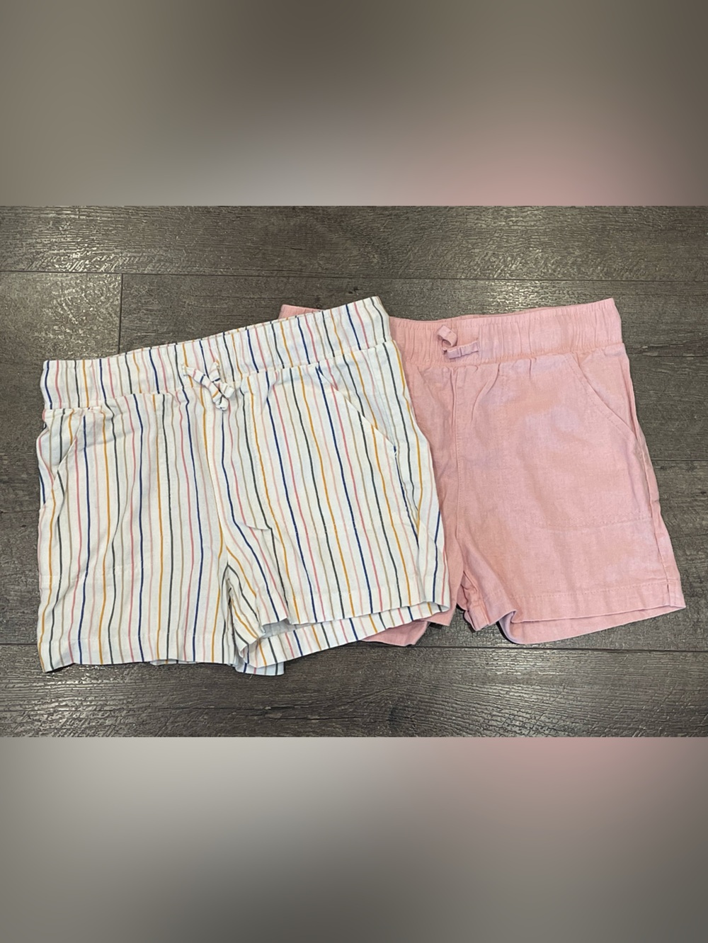 32 degrees Cool Girls' Pink & Multicolor Stripe Linen-blend Shorts Set Size M 10